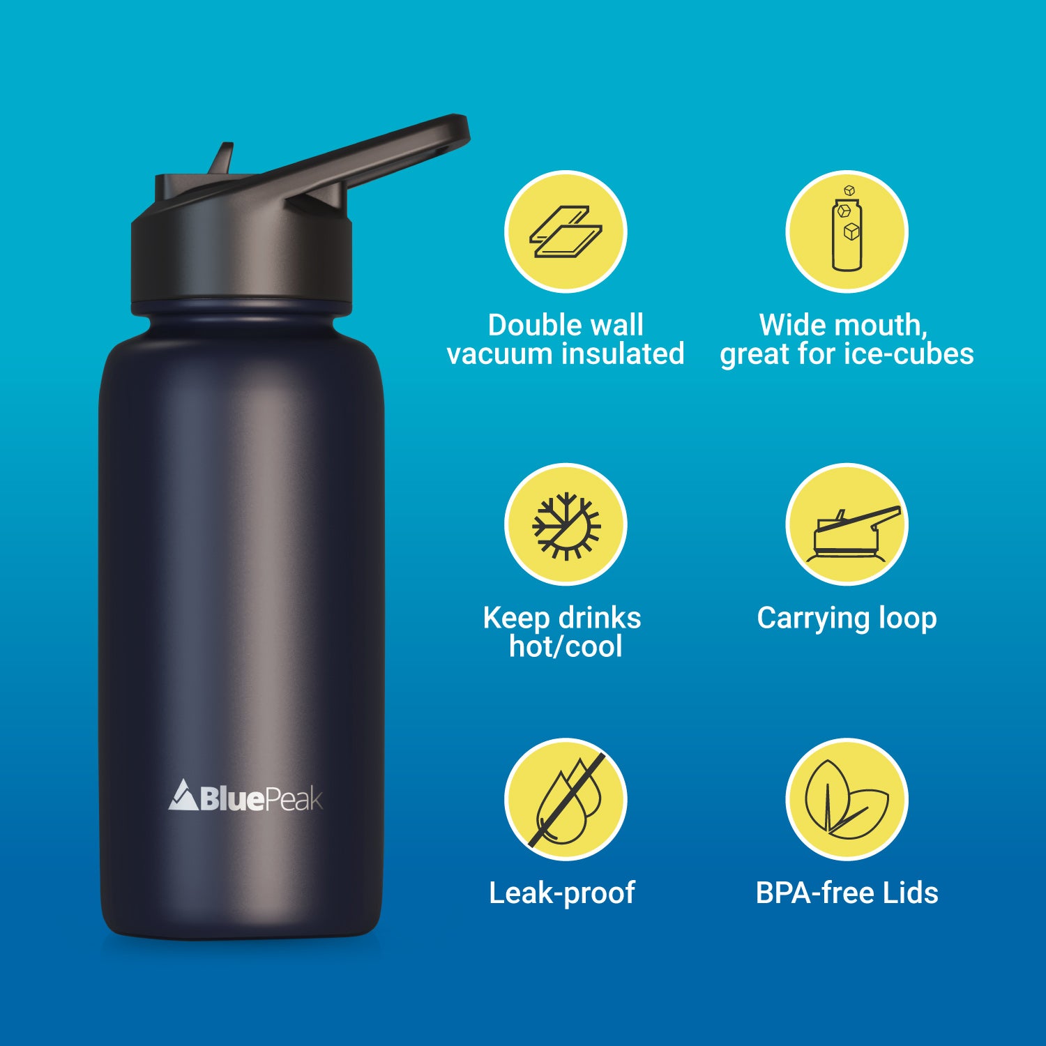 Navy Blue Insulated Water Bottle