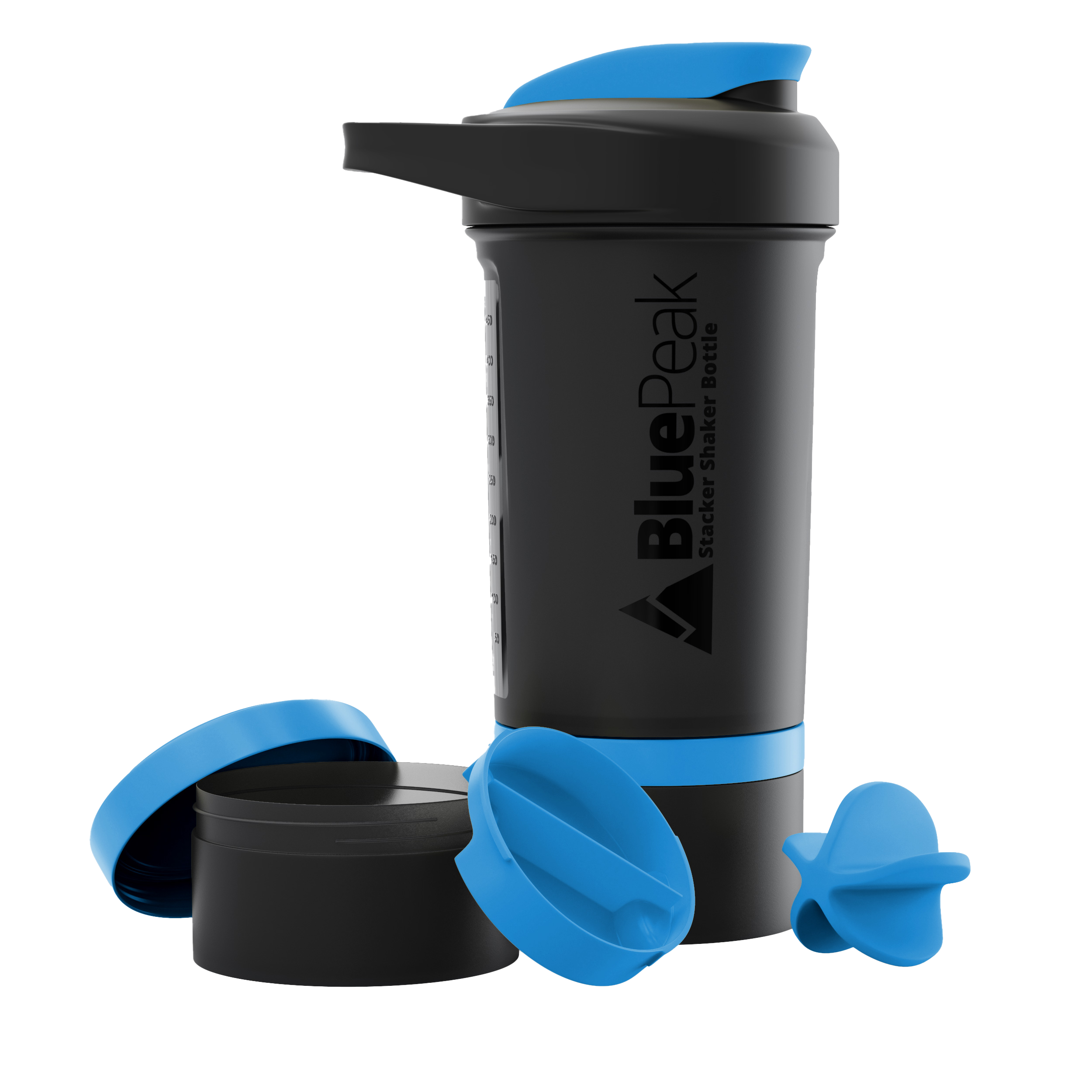 2 Pack Nutritional Protein Shaker Bottles 16oz Mixing Cups BPA Free Blue