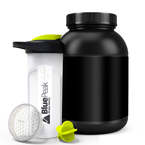 BluePeak Protein Shaker Bottle 20 oz with Dual Mixing Technology