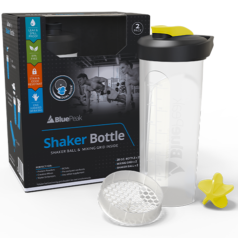 Contigo 28oz Leak-Proof Protein Shaker Water Bottles, 2 Pack Blue and Black  